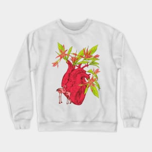 heart with flowers, leaves and birds Crewneck Sweatshirt